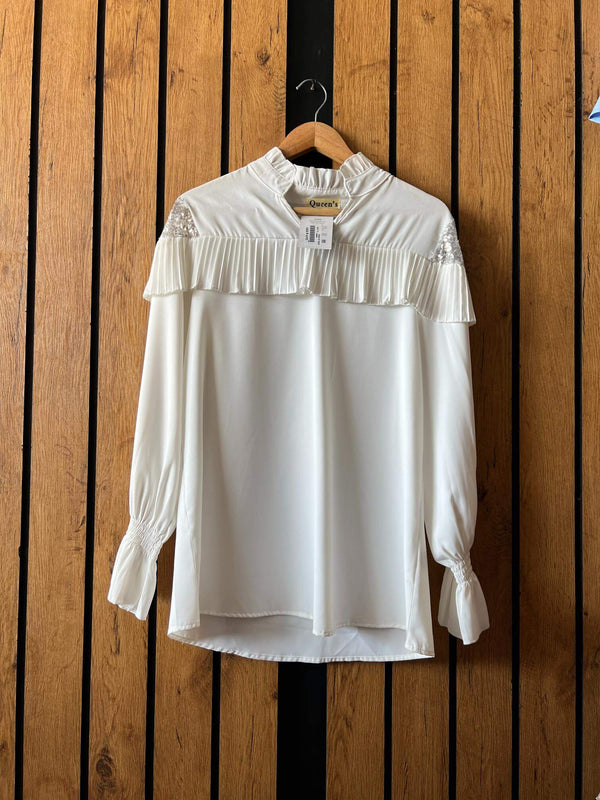 Ladies White Stylish Long Western Tops