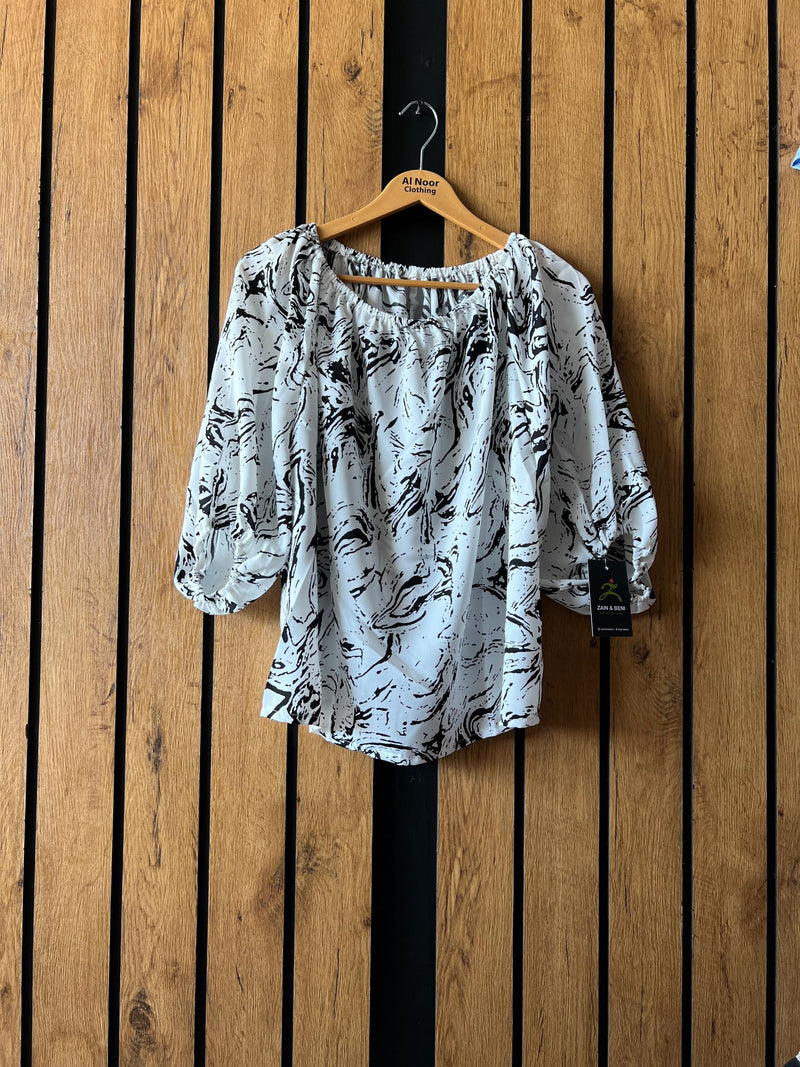  White Printed Western Top